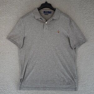 Polo Ralph Lauren men’s large short sleeve polo shirt Gray multi colored logo